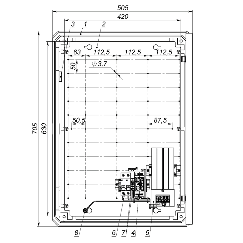 Термошкаф из армированного стекловолокном полиэстера с обогревом. Класс ударопрочности IK10. -60° ÷ + 80°C. IP66. Потребляемая мощность 350 Вт. Напряжение питания 230V ± 10% AC, 6A. 505х705х204мм