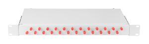 Оптический кросс 19" Essential Line, 1U, укомплектованный на 24 порта FC/UPC (24 одинарных FC/UPC адаптеров), SM 9/125 OS2, стальной, серый, в комплекте: адаптеры, монтажные шнуры 1м, сплайс-кассета с крышкой, гильзы