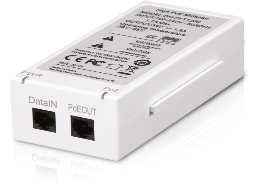 PoE-инжектор 10/100/1000 Base-T, RJ-45; high PoE 60W  IEEE 802.3at;  -30°C ~+65°C