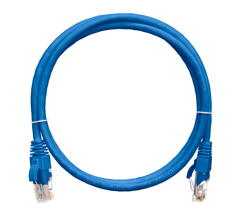 Коммутационный шнур U/UTP 4 пары, Кат.5е, 2хRJ45/8P8C, T568B, Molded, PVC, синий, 1,5 метра