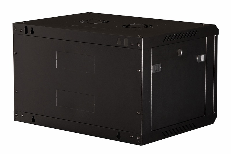 Шкаф 19" телекоммуникационный настенный, 6U 368х600х450 мм, дверь перфорация, черный