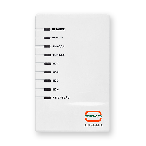 Блок сигнально-пусковой адресный, 2 выхода с контролем, работа с ППКОП Астра-812 Pro, Астра-8945 Pro, 4-проводное подключение к АЛС, питание от Астра-А РПА и внешнего источника 12 или 24 В, 4 ШС, установка на дин-рейку