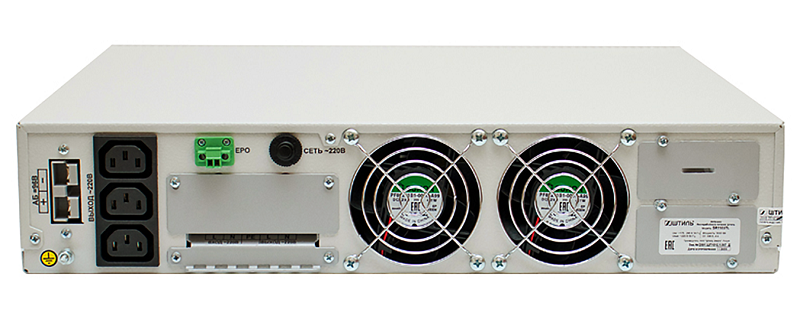 Источник бесперебойного питания в стойку, on-line (с двойным преобразованием), чистая синусоида, 3000 ВA (2700 Вт); U-вх.220 В; под внешние аккумуляторы, U-акб.96 В, I-заряд.4 А; ЖК-дисплей; выходные разъёмы - IEC-320-C13 (3 шт.); холодный старт, совместим с генератором; высота 2U; IP20, t-раб.+5...+40°C, 88х466х440 мм