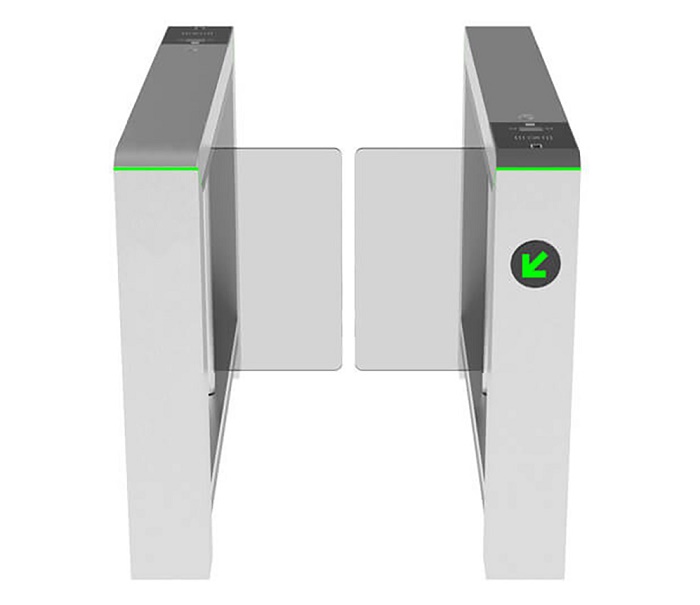 Скоростной Турникет распашной (левый и правый модуль). Режим антипаника. Материал корпуса - нержавеющая сталь, материал створок - акрил. Ширина прохода 650мм высота створок 875мм. Питание AC 110 ~ 240В.