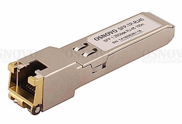 Медный SFP модуль Gigabit Ethernet с разъемом RJ45. Скорость 10/100/1000 Мбит/с. Интерфейс: SGMII. Расстояние передачи до 100 м. 13,8x13,7x68мм. 0…+70°С.