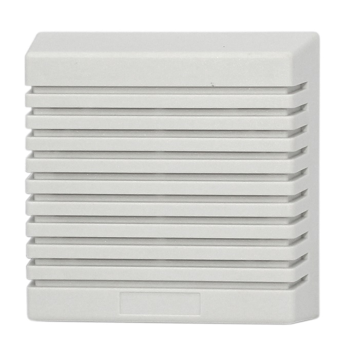 Оповещатель звуковой, 110 дБ, U-пит. 12 В, I-потр.0.4 А, двухтональный, IP50, t-раб.-10…+55°C, 110х110х55 мм, белый.