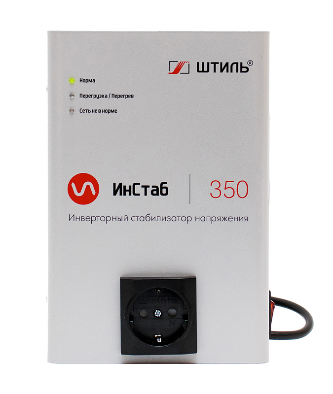 Стабилизатор переменного напряжения инверторный (с двойным преобразованием) однофазный, чистая синусоида; P-нагр.0.35 кВА/0.3кВт, U-вх.90…310В, I-вых.1.6 А; IP20, t-раб.+5…+40°C, 155х223х80мм