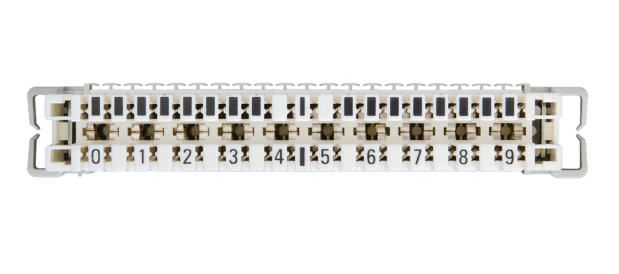 Плинт NIKOMAX 10 пар, Кат.3 (Класс C), 16МГц, контакты типа KRONE, размыкаемый, маркировка 0...9, крепление под кронштейн, белый, уп-ка 10шт.