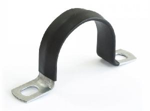 Скоба металлическая двухлапковая с полимерным покрытием СМД-П d25-26 мм (100шт/уп)