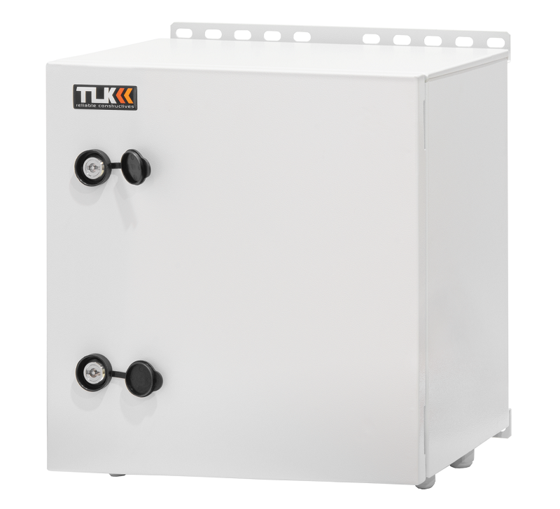 Электротехнический настенный шкаф 400х400х250, металлический щит с монтажной панелью, IP66, DIN-рейка, кронштейн крепления блока питания, площадка под ИБП,  пустой (без ИБП, без БП, без коммутатора, без розетки и автомата, без полки), герметичные кабельные вводы,  цельносварной, серый