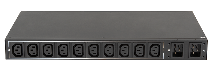 Блок&nbsp;&nbsp;контролируемых электрических розеток TLK, 19", AT - ATS, Автоматическое переключение питания между вводными линиями, 10 розеток C13, макс. нагрузка 16 А, Счетчик электроэнергии кВт*ч, Удаленное управление через облако, 2 ввода питания,&nbsp;&nbsp;2* шнур питания 3 м., 2*вилка С20, металлический корпус, макс. мощность 4000 Вт, 432*44,8*260 мм, цвет черный.
