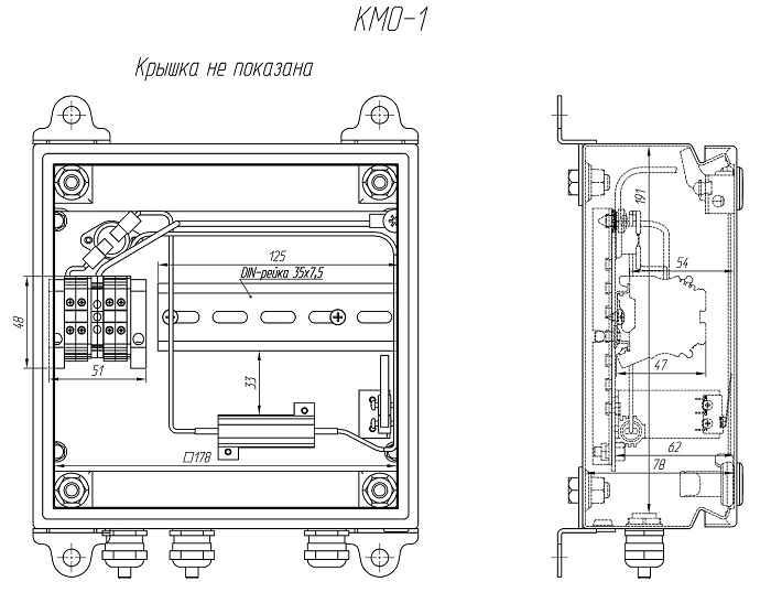 Коробка монтажная из листовой стали 1,2мм с обогревом. Оборудована резистором обогрева и термовыключателем