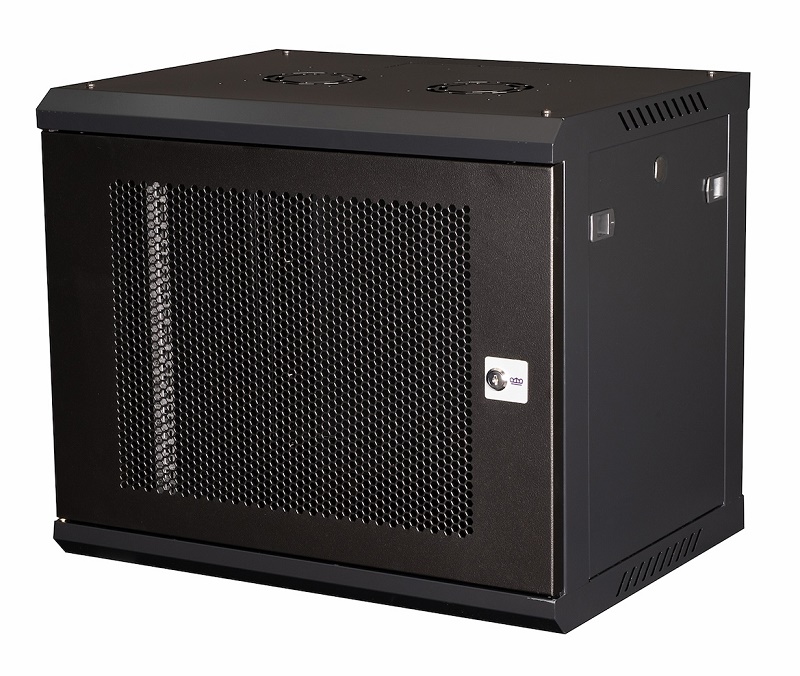 Шкаф 19" телекоммуникационный настенный, 9U 501х600х450 мм, дверь перфорация, черный
