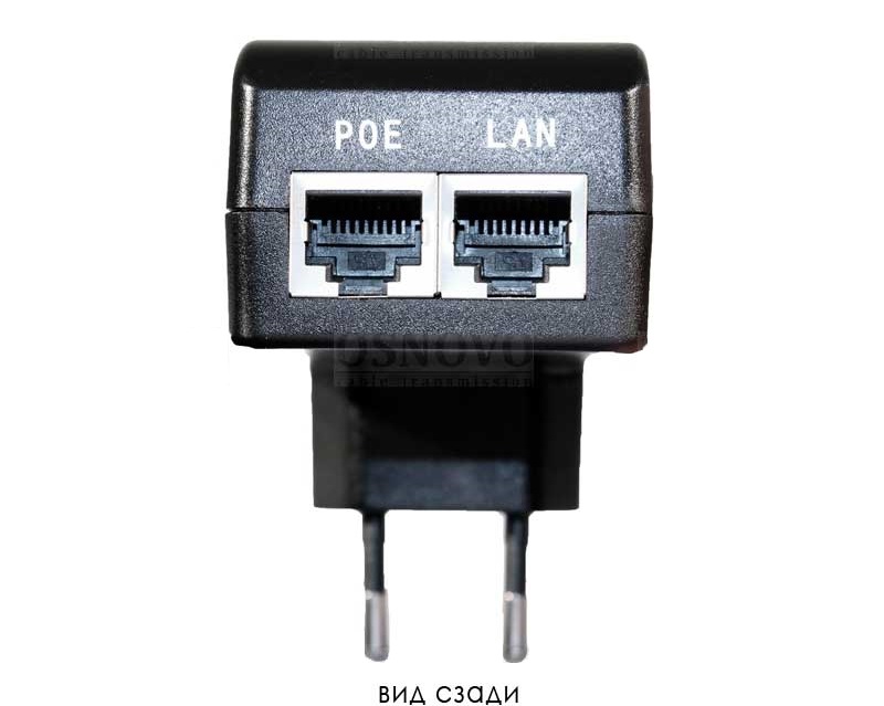 PoE-инжектор, мощность PoE  до 15.4W. Напряжение PoE  - 48V(конт. 4,5 (+); 7,8 (-)),  Fast Ethernet. Совместим с оборудованием PoE IEEE 802.3af. Порты: вх. - RJ45(FE, 10/100 Base-T), вых. - RJ45(PoE). Питание: AC100-240V, устанавливается на сетевую розетку.