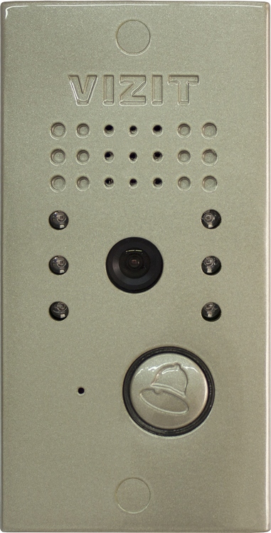 Блок вызова на 1 абонента. Встроенная телекамера цветного изображения  с функцией "День-ночь" (380 tvl, PAL, 0Lux / ИК подсветка для телекамеры, объектив BOARD 90°). Подсветка кнопки вызова.
