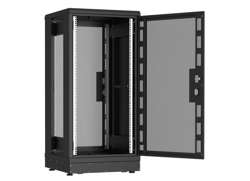 Напольный шкаф 19", 24U, перфорированные двери, металлические стенки, Ш600хВ1212хГ600мм, в разобранном виде, черный