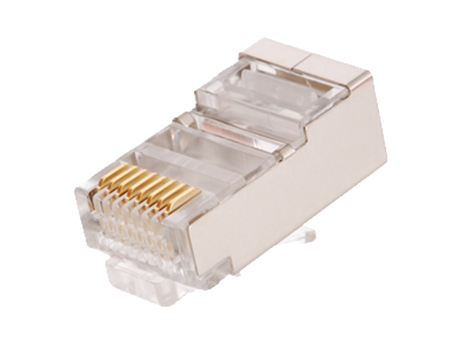 RJ45/8P8C Коннектор под витую пару, Кат.5e (Класс D), 100МГц, покрытие 3мкд, универсальные ножи, экранированный