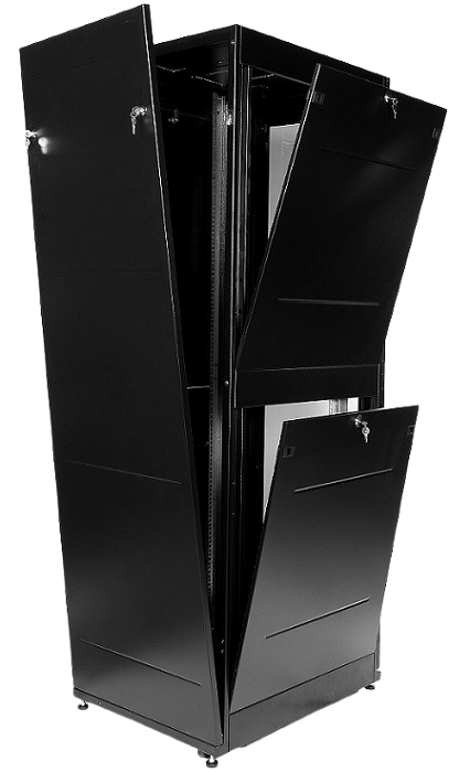Шкаф телекоммуникационный напольный ПРОФ универсальный 42U (600 × 800) дверь стекло, черный, в сборе