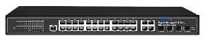 Управляемый коммутатор с 24 PoE портами (10/100/1000Base-TX PoE port) и 4 COMBO портами; стандарты PoE EEE802.3af, EEE802.3at, EEE802.3bt максимальная мощность на порт 60Вт, общая - 400 Вт. Максимальная потребляемая мощность 400 Вт. Молниезащита, IP30. Рабочая температура: -20...+55ºС. Габариты: 440x290x45.