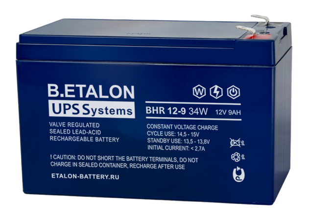 Аккумулятор 9 А/ч 12В, 151х65х100 мм, вес 2,5 кг