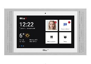 Видеодомофон индивидуальный. Дисплей: 10” IPS, сенсорный, 1280x800. Wi-Fi: 2,4 ГГц (IEEE 802.11n). Android 6.0. Встроенная камера. слот для MicroSD карты (до 32 гб), подключение датчиков сигнализации, фоторамка, проигрыватель видеофайлов, умный дом. Питание: PoE 802.3af и +12В. Поддержка: SIP P2P. Накладной монтаж,  316x185x29.5 мм. Корпус: алюминий, пластик. Цвет - серебро. 