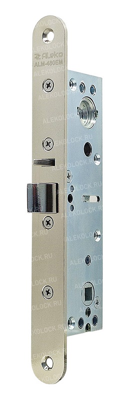 Электромеханический замок с раздельным штоком ручки, режимы НО или НЗ, выход ригеля 14мм, бэксет 29,5мм, встроенные датчики положения ручки и ригеля, 12В/24В, -10...+40 °C, IP54 , корпус 225х25х47,5мм, ответная планка в комплекте.