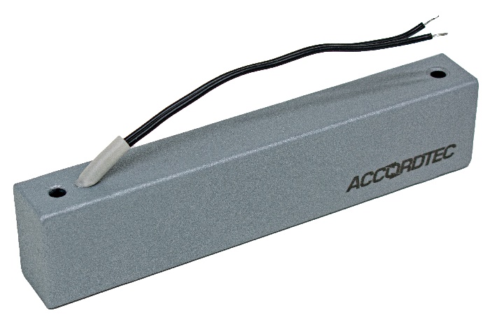 Электромагнитный влагозащищенный замок IP67, 12V DC, не более 0,4 A, усилие 200 кг, 180x40x25 мм.&nbsp;&nbsp;800 г., уголок в комплекте. Темп.диапазон -40°С…+40°С,. Цвет серебряный металлик.