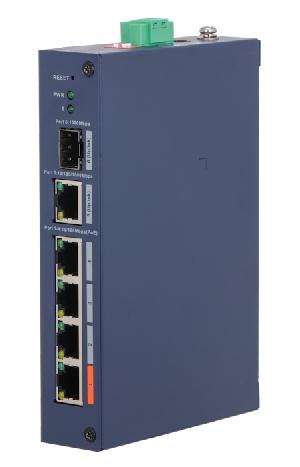 4-портовый PoE коммутатор с функцией облачного управления, Порты: 4 RJ45 10/100Мбит/с (PoE/PoE+/Hi-PoE), 1 RJ45 10/100/1000Мбит/с (uplink), 1 SFP 1000Мбит/с (uplink); мощность PoE: порт 1 до 60Вт, порты 2~4 до 30Вт, суммарно до 60Вт; PoE watchdog, передача до 250м; питание: 48~57В(DC); грозозащита: до 6кВ; рабочая температура: -30°С~+65°С;&nbsp;&nbsp;IP30, IK06; монтаж на DIN-рейку