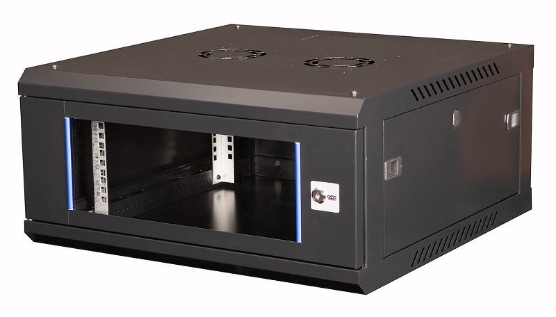 Шкаф 19" телекоммуникационный настенный, 4U 280х600х600 мм, дверь стекло, черный