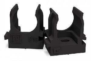 Крепеж-клипса для труб для прямого монтажа черная в п/э d16 мм (100шт/уп)