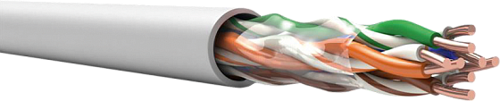 Кабель UTP 2 пары Cat5e, бухта 305 м, 2х2х0,52 мм, в исполнении нг(А)-LS для групповой прокладки