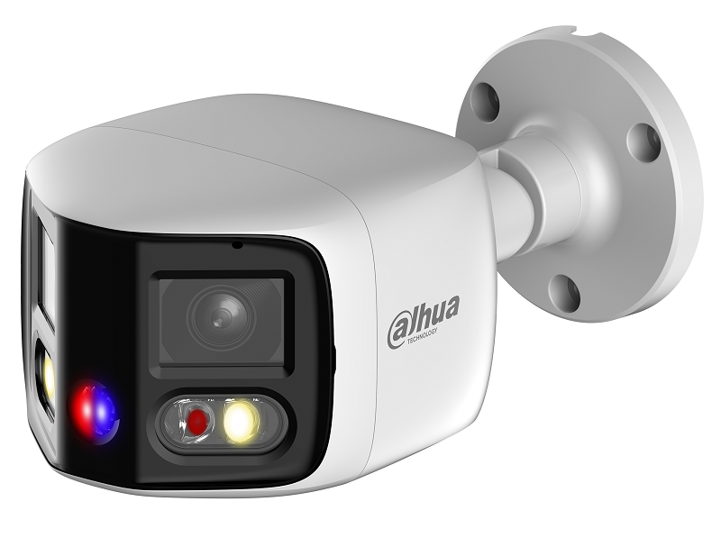 Уличная цилиндрическая IP-видеокамера с ИИ и активным сдерживанием, 2x 4Мп; 1/2.7” CMOS; объектив 2.8мм; WDR(120дБ); чувствительность 0.005лк@F1.4; сжатие: H.265+, H.265, H.264+, H.264, MJPEG; 3 потока до 4096x1860@20к/с; видеоаналитика: SMD 4.0 (интеллектуальный детектор движения), пересечение линии, контроль зоны; тревожные вх/вых: 1/1; аудиовх/вых: 1/1; встроенные микрофон и громкоговоритель; LED-подсветка до 20м, ИК-подсветка 25м; сигнализация красно-синей подсветкой; MicroSD до 256Гбайт; защита: IP67; питание: 12В(DC), PoE; корпус: металл