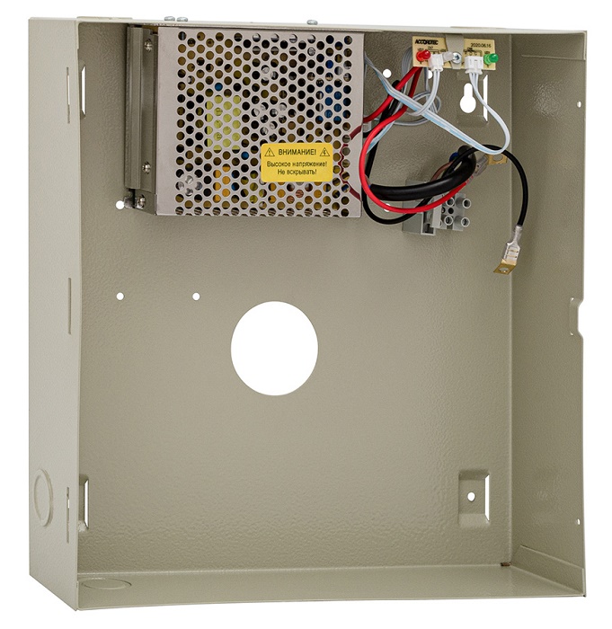 Блок бесперебойного питания в корпусе под АКБ 17/18 Ач. 3A (ном.), Uвых. 12,6 В (регулируется от 11.7 до 14.7&nbsp;&nbsp;± 5%). Световая индикация режимов работы. Наличие информационных выходов о статусе ББП. 288x298x78 мм. металл. -15°C ~ +50°C