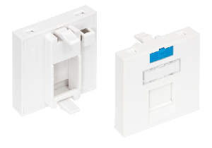 Вставка типа Mosaic 45x45мм, 1 порт, под модули-вставки типа Keystone, со шторкой, белая