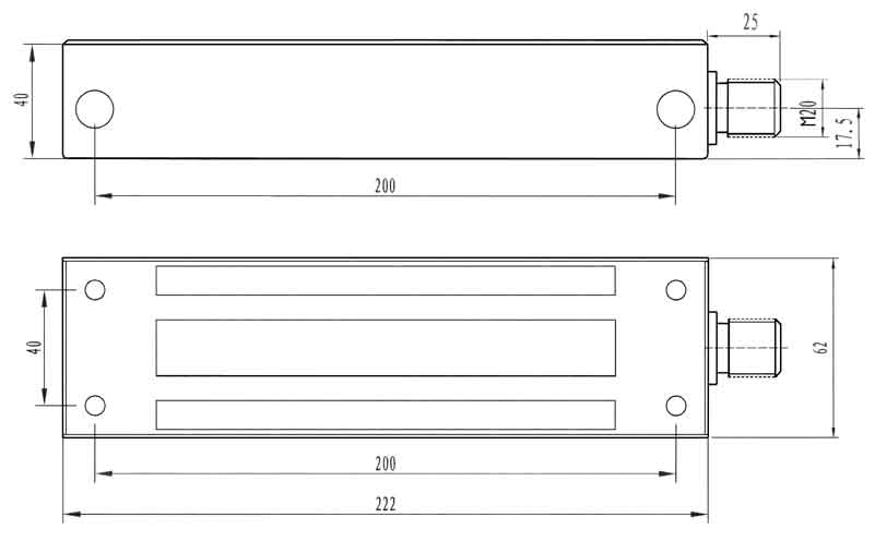 Электромагнитный замок, мониторинг, СИД, уличное исполнение, нержавеющая сталь, 12 VDC / 500мА или 24VDC / 250мА, усилие 500 кг.