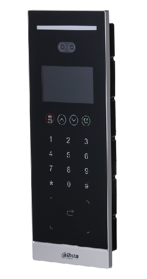 Вызывная панель c распознаванием лиц и сенсорной клавиатурой, В устройстве применяется алгоритм распознавания лиц глубокого обучения.<br />
Поддерживает открытие через распознавание лица, IC карту, пароль, QR-код и их комбинации.