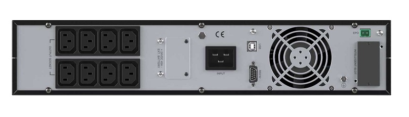 Онлайн ИБП ДКС серии Small Rackmount, 2000 ВА/1800 Вт, 1/1, 8xIEC C13, EPO, USB, RS-232, RJ45, Rack 2U, 4x9Ач