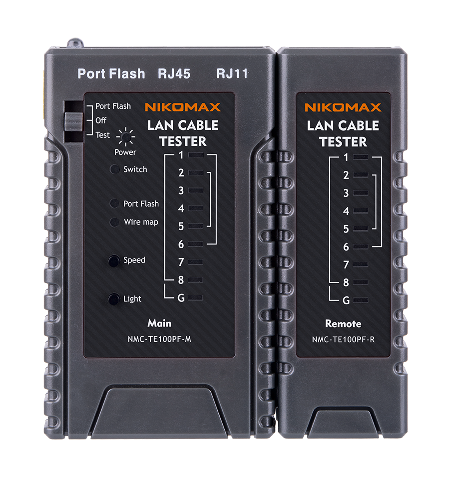 Кабельный тестер, UTP/STP, RJ11, RJ12, RJ45, с функцией Port Flash и LED фонарем