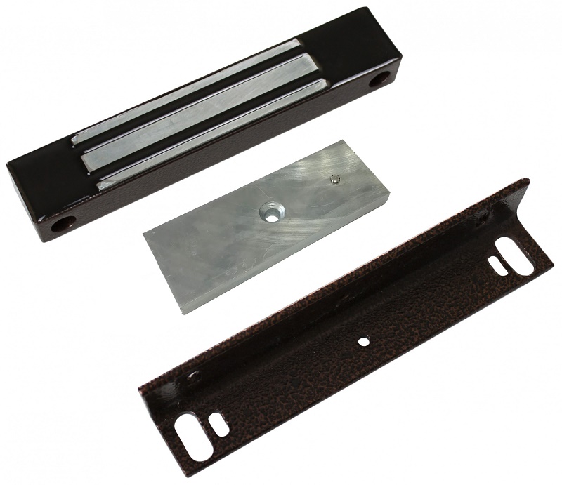 Электромагнитный влагозащищенный замок IP67, 12V DC, не более 0,5 A, усилие 400 кг,&nbsp;&nbsp;222x52х34 мм. Масса 3280 г., уголок в комплекте. Механический компенсатор устранения эффекта остаточной намагниченности на якоре замка. Цвет коричневый. -40°С…+40°С