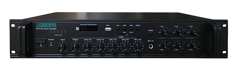 Комбинированный микшер-усилитель, 6 зон c регулировкой&nbsp;&nbsp;уровня выходного сигнала, 60 Вт/100В, 4 микр, 3 лин входа, 1 Aux вых. Цифровой AM\FM тюнер, MP3 плеер, bluetooth, вход USB для FLACH памяти. 220В. 483х88х338. Масса 12 кг
