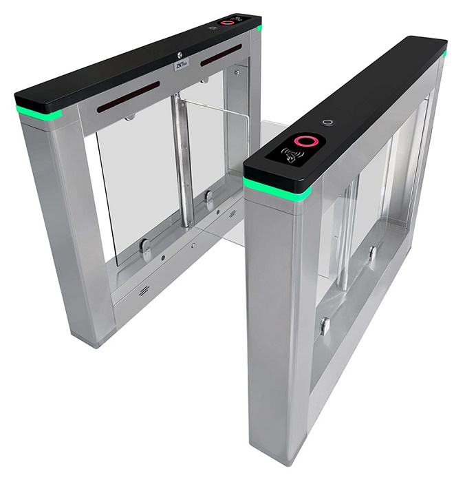 Турникет распашной (левый и правый модуль), режим антипаника, корпус - нержавеющая сталь, ширина прохода&nbsp;&nbsp;650 мм, материал створок акрил, LED-индикация, питание АC 110 В / 220 В (50/60Гц), размеры 1200 х 150 х 980 мм.