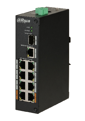 Защищенный 8-портовый РОЕ коммутатор, неуправляемый; 1*1000 Base-X, 1*10/100/1000 Base-T, 8*10/100 Base-T (PoE порты), Бюджет РОЕ: 96 Вт, 150×100×42 мм; Монтаж на DIN-рейку, от -30⁰С до +65⁰С