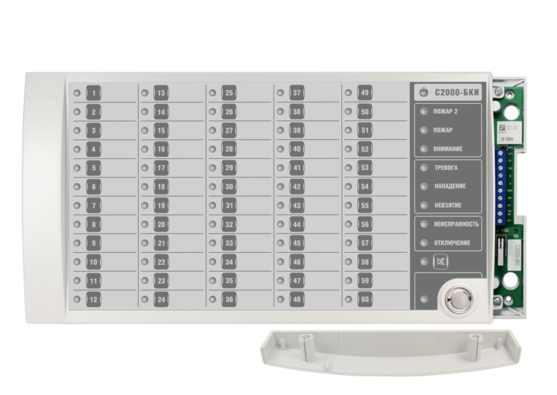 Блок контроля и индикации - для отображения состояния и управления 60 разделами в составе интегрированной системы безопасности "Орион". Два интерфейса RS-485, питание от 10 до 28 В