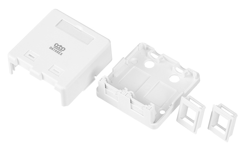 Коробка настенная, 2 порта, шторки, белый
