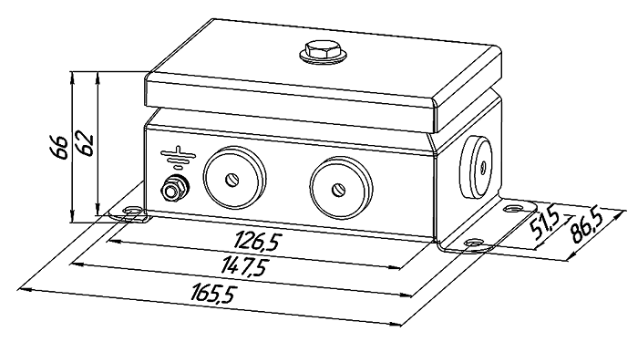 Коробка монтажная общепромышленные, оцинкованная сталь 1,2мм, IP66, 86х126х62 мм, 6 вводов, диаметр присоединяемого кабеля: М20 (8-13), (Р) - резиновый ввод