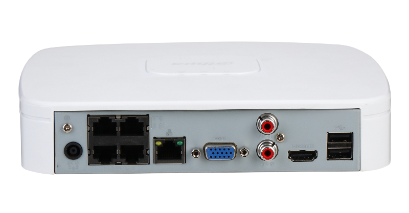 4-канальный IP-видеорегистратор с PoE, 4K и H.265+, ИИ, H.265+, H.265, H.264+, H.264, MJPEG; разрешение записи до 12Мп; 1 SATA III до 10Тбайт; воспроизведение: 4кн@1080p, 1кн@12Мп; видеовыходы: 1 HDMI, 1 VGA