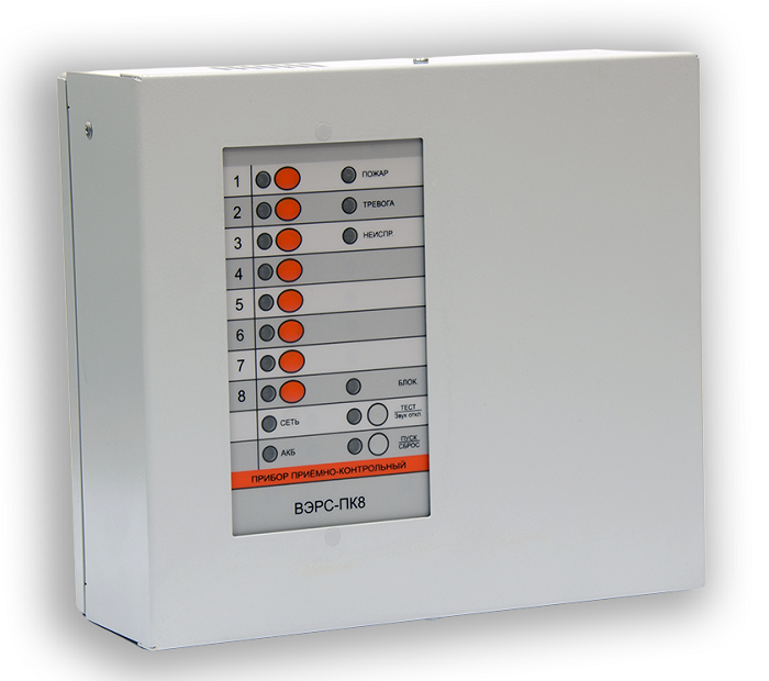Контрольный прибор 8 ШС (охранные, пожарные, технологические), 3 реле ПЦН (одно реле: ~250В/7А; два реле: ~120В/2А,), АКБ 4,5 (7) А*ч, встроенный порт USB, подключение внешних блоков по RS-485. Металлический корпус. В комплекте 2 ключа ТМ и считыватель ТМ.