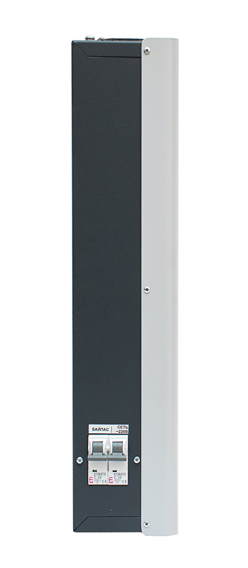 Стабилизатор переменного напряжения инверторный (с двойным преобразованием) однофазный, чистая синусоида; P-нагр.7 кВА/5 кВт, U-вх.90…310 В, U-вых.220…230 В (с шагом 1В), I-вых.32 А; IP20, t-раб.+5…+40°C, 366х353х104мм