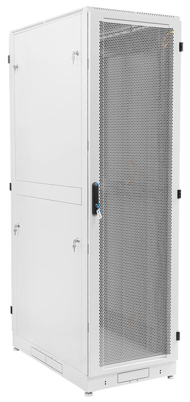 Шкаф серверный напольный 48U (800 × 1000) дверь перфорированная, задние двойные перфорированные