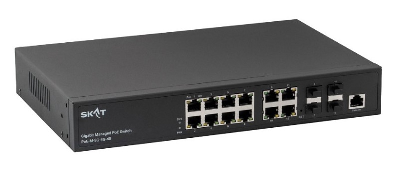 Управляемый L2+ коммутатор PoE Plus, 150Вт, порты: 8-Ethernet, 4-Uplink, 4-SFP